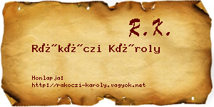 Rákóczi Károly névjegykártya